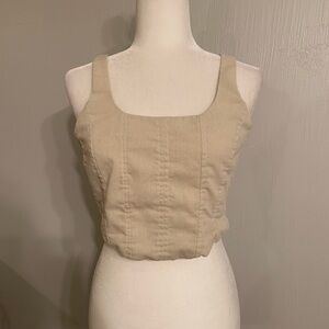 Elegant Beige Square Neck Crop Top